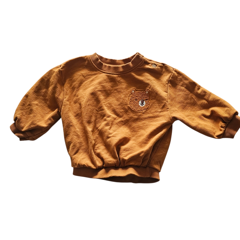 Cat & Jack Baby Fleece Sweatshirt Bear Patch Brown 18M Toddler